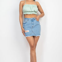 Distressed Frayed Hem Denim Skirt - Passion 4 Fashion USA