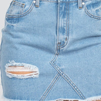 Distressed Frayed Hem Denim Skirt - Passion 4 Fashion USA