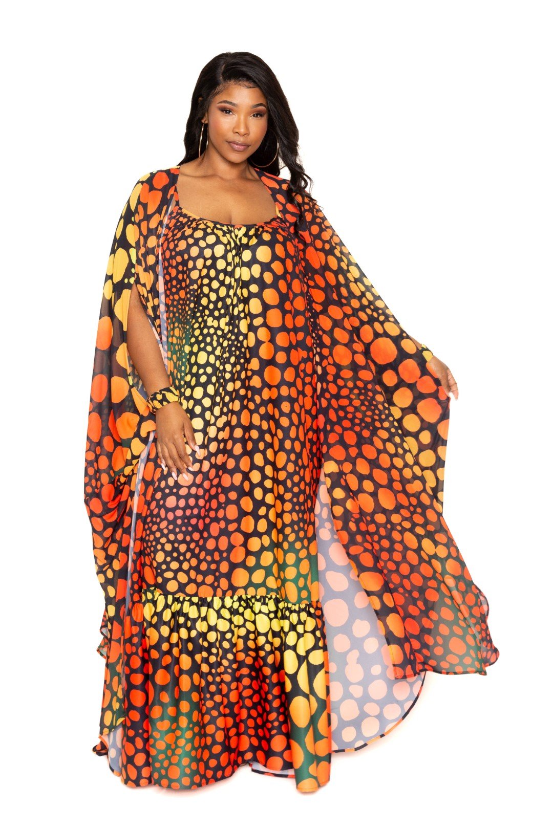 Dot Robe With Wrist Band - Passion 4 Fashion USA