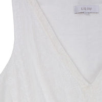 Embroidered white V neckline tiered dress - Passion 4 Fashion USA