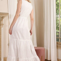 Embroidered white V neckline tiered dress - Passion 4 Fashion USA