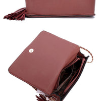 Fashion Double Metal Pattern Stitching Tassel Crossbody Bag - Passion 4 Fashion USA