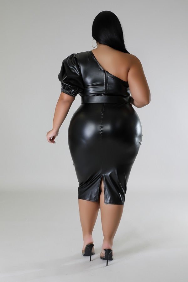 Faux Leather Semi-stretch Dress - Passion 4 Fashion USA