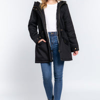 Fleece Lined Fur Hoodie Utility Jacket - Passion 4 Fashion USA