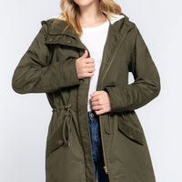 Fleece Lined Fur Hoodie Utility Jacket - Passion 4 Fashion USA