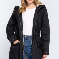 Fleece Lined Fur Hoodie Utility Jacket - Passion 4 Fashion USA