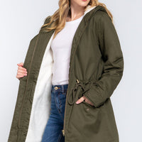 Fleece Lined Fur Hoodie Utility Jacket - Passion 4 Fashion USA