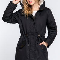 Fleece Lined Fur Hoodie Utility Jacket - Passion 4 Fashion USA