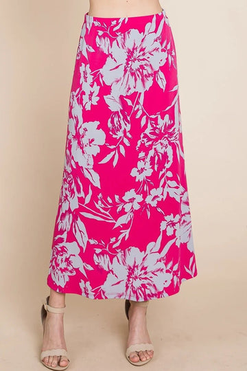 Floral Printed Maxi Skirt With Elastic Waistband - Passion 4 Fashion USA