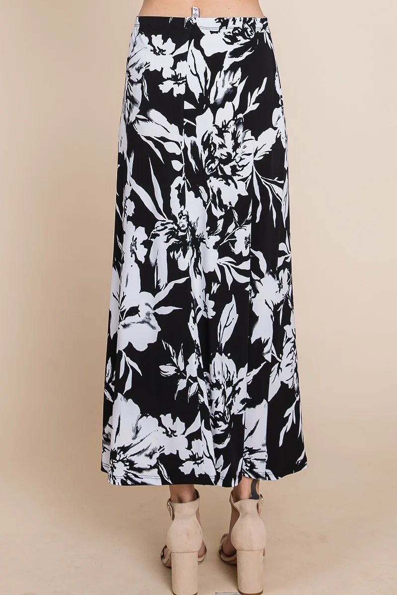 Floral Printed Maxi Skirt With Elastic Waistband - Passion 4 Fashion USA