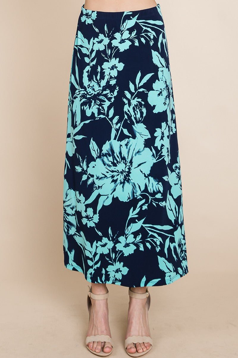 Floral Printed Maxi Skirt With Elastic Waistband - Passion 4 Fashion USA