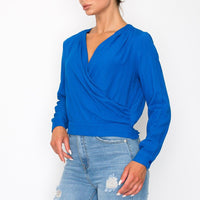 Front Wrap Surplice Neck Top - Passion 4 Fashion USA