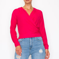 Front Wrap Surplice Neck Top - Passion 4 Fashion USA