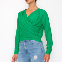 Front Wrap Surplice Neck Top - Passion 4 Fashion USA