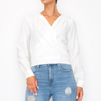 Front Wrap Surplice Neck Top - Passion 4 Fashion USA