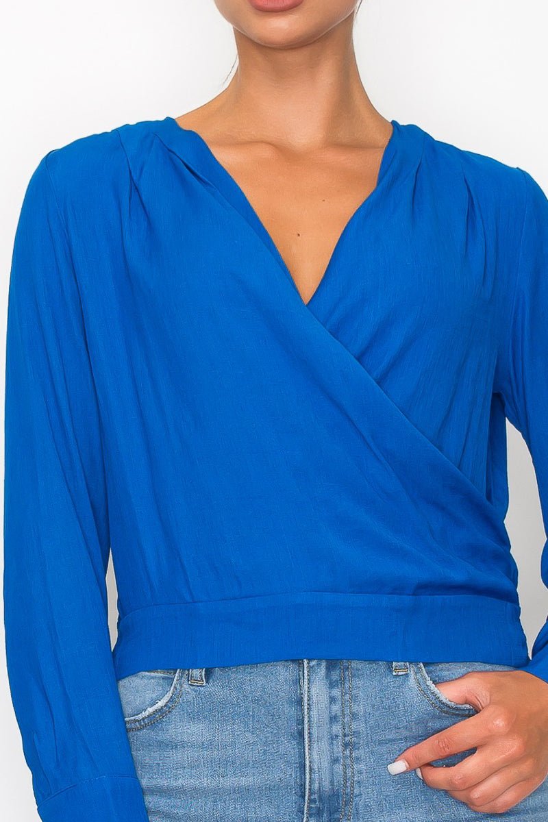 Front Wrap Surplice Neck Top - Passion 4 Fashion USA