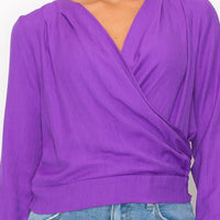 Front Wrap Surplice Neck Top - Passion 4 Fashion USA