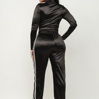 Front Zip Up Stripes Detail Jacket And Pants Set - Passion 4 Fashion USA