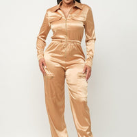 Front Zipper Pockets Top And Pants Jumpsuit - Passion 4 Fashion USA