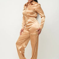 Front Zipper Pockets Top And Pants Jumpsuit - Passion 4 Fashion USA