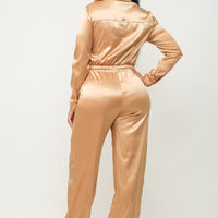 Front Zipper Pockets Top And Pants Jumpsuit - Passion 4 Fashion USA