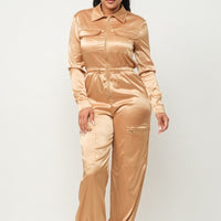 Front Zipper Pockets Top And Pants Jumpsuit - Passion 4 Fashion USA