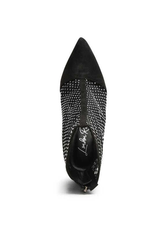 Jazz Rhinestone Embellished Mesh Stiletto Boots - Passion 4 Fashion USA