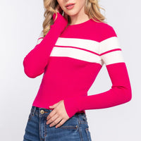 Long Slv Stripe Rib Sweater - Passion 4 Fashion USA