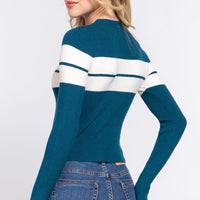 Long Slv Stripe Rib Sweater - Passion 4 Fashion USA