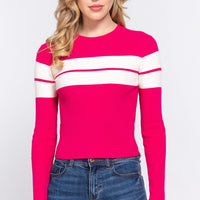 Long Slv Stripe Rib Sweater - Passion 4 Fashion USA