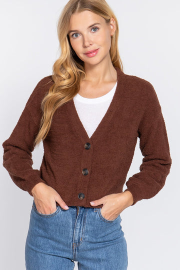 Long Slv V-neck Sweater Cardigan - Passion 4 Fashion USA