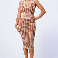 Luxe Gingham Rib Knit Top And Skirt Sets - Passion 4 Fashion USA