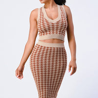 Luxe Gingham Rib Knit Top And Skirt Sets - Passion 4 Fashion USA