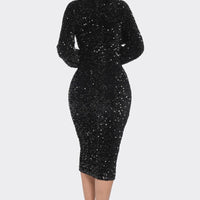 Midi 2 Way Zip Up Sequin Contrast Dress - Passion 4 Fashion USA