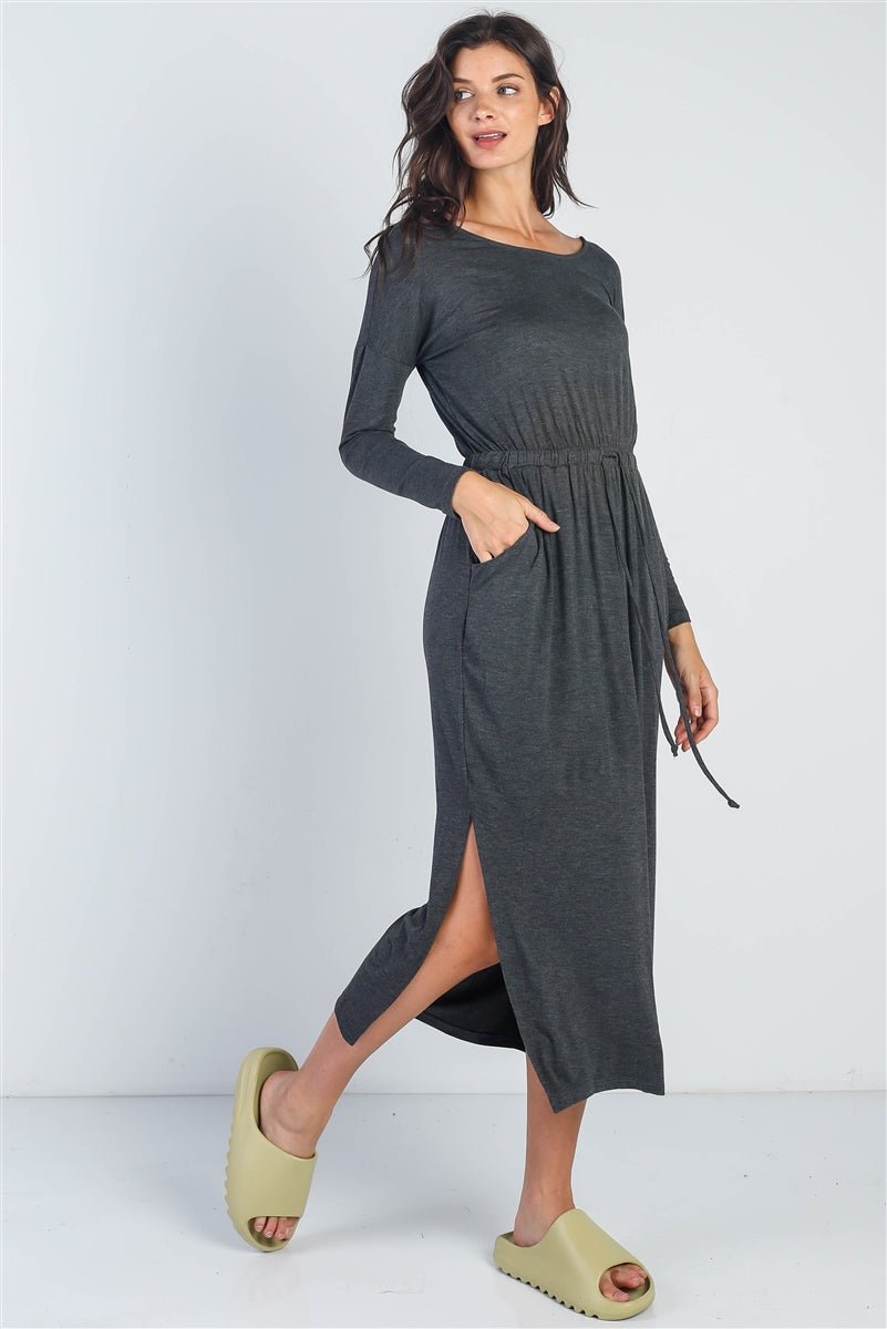 Midi Sleeve Basic Maxi Dress - Passion 4 Fashion USA