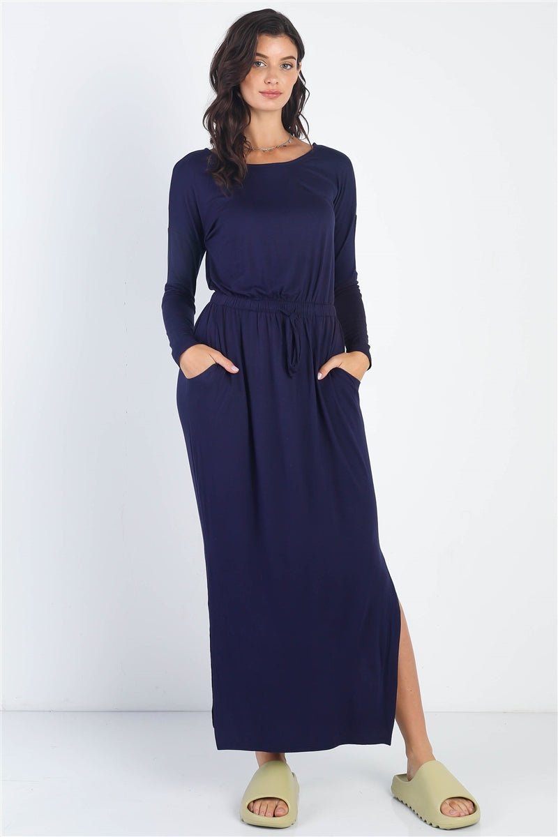 Midi Sleeve Basic Maxi Dress - Passion 4 Fashion USA