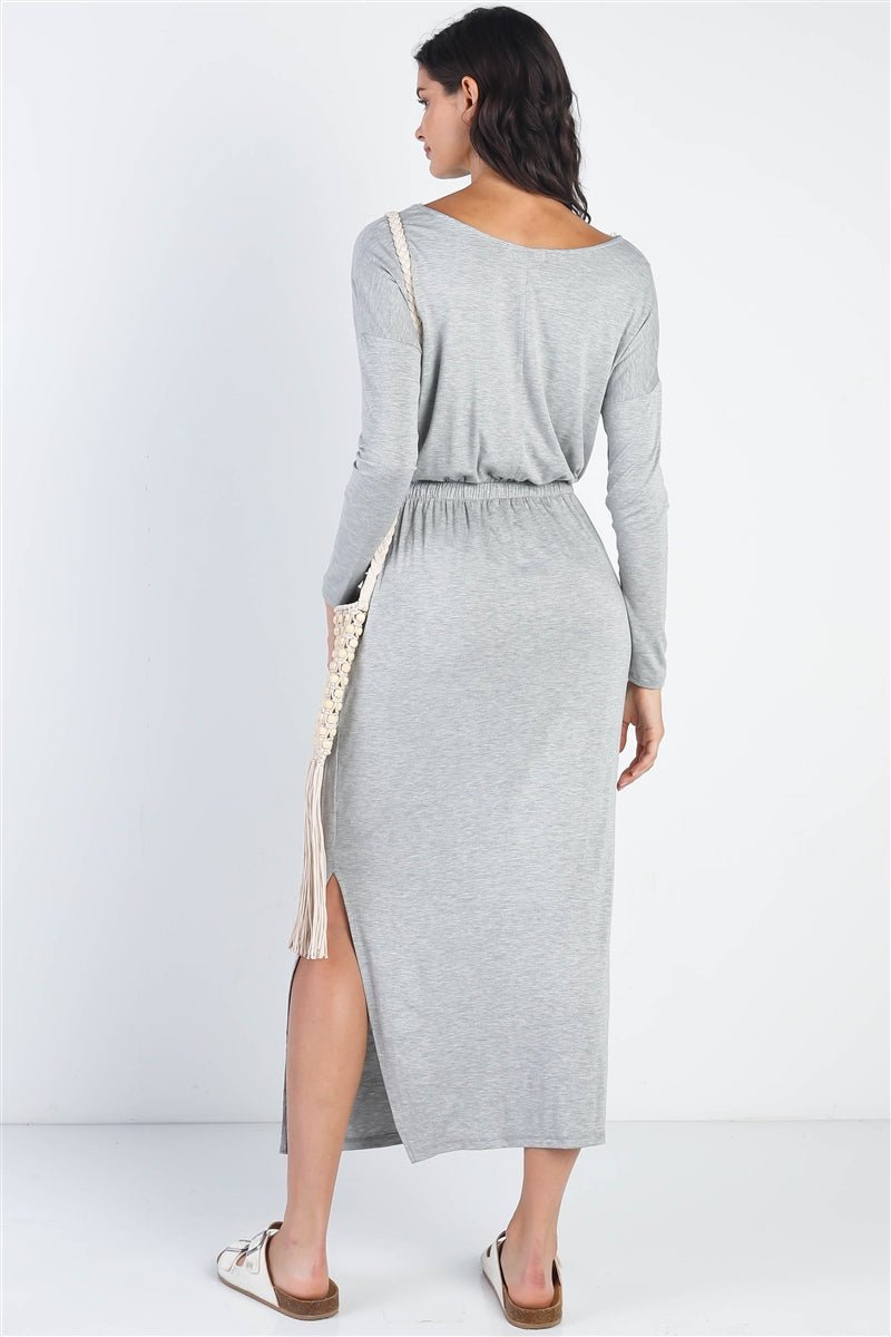 Midi Sleeve Basic Maxi Dress - Passion 4 Fashion USA