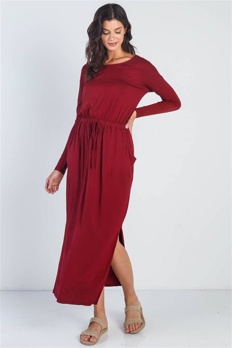 Midi Sleeve Basic Maxi Dress - Passion 4 Fashion USA