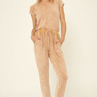 Mineral Washed Finish Knit Jumpsuit - Passion 4 Fashion USA