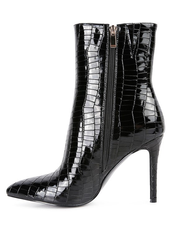 Momoa Patent Pu High Heeled Ankle Boot - Passion 4 Fashion USA