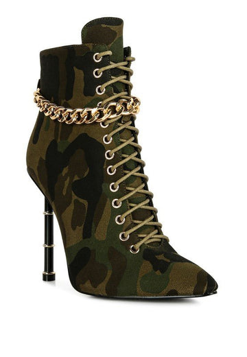 Moulin Ringed Stiletto Camouflage Ankle Boot - Passion 4 Fashion USA