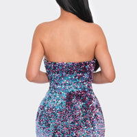 Multi Sequins Tube Top Romper - Passion 4 Fashion USA