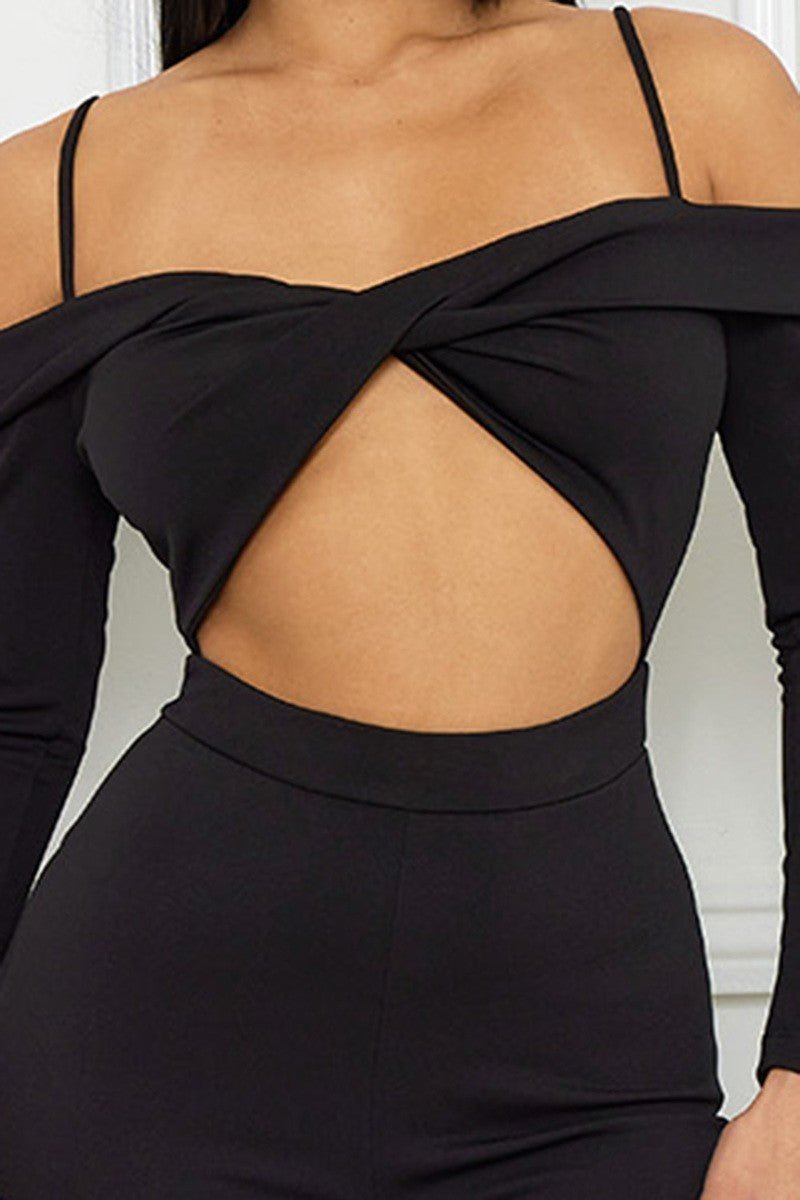 Open Shoulder Cutout Detail Jumpsuit - Passion 4 Fashion USA