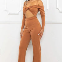 Open Shoulder Cutout Detail Jumpsuit - Passion 4 Fashion USA