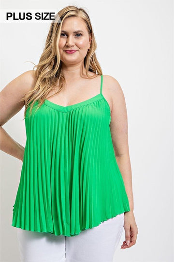 Pleated Tank Top With Adjustable Strap - Passion 4 Fashion USA