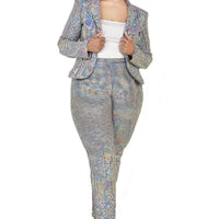 Plus Disco Metallic Sequins 2 Piece Jacket Set - Passion 4 Fashion USA