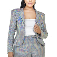 Plus Disco Metallic Sequins 2 Piece Jacket Set - Passion 4 Fashion USA