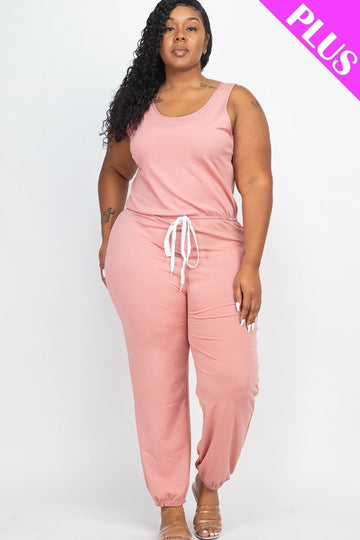 Plus Elasticized Waist Jogger Jumpsuit - Passion 4 Fashion USA