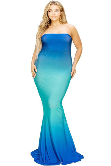 Plus hot summer gradient tube maxi dress - Passion 4 Fashion USA