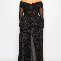 Plus Mesh Glitter See-through -cross Shoulder Wrap Maxi Dress - Passion 4 Fashion USA